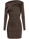 Alexander Mcqueen Ebony Brown Asymmetric Bodycon Dress In Brown