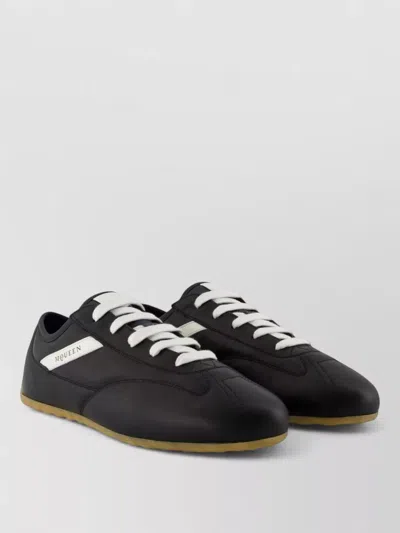 Alexander Mcqueen Ec1 Leather Sneakers Contrast Stitching In Black