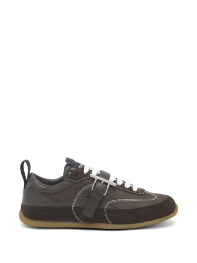 Alexander Mcqueen Ec1 T-bar Buckle-strap Panelled Sneakers In Brown