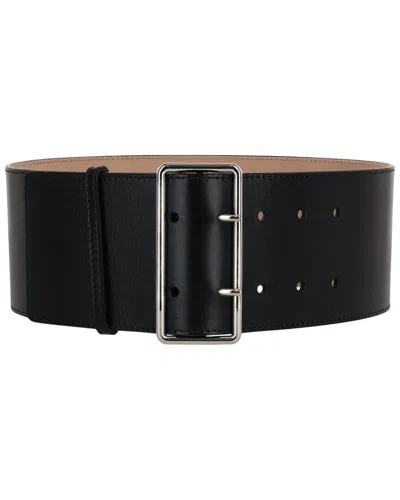 Alexander Mcqueen Ecolux Leather Belt In Black