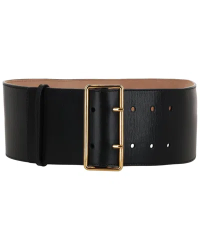 Alexander Mcqueen Ecolux Leather Belt In Black