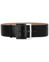 Alexander Mcqueen Ecolux Square Leather Belt In Black