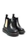 Alexander Mcqueen Elastic Side Panel Calf Leather Ankle Boot In Multi