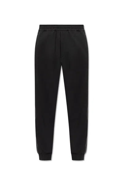 Alexander Mcqueen Elastic Waisted Track Trousers In Black