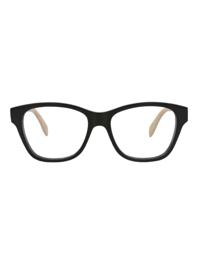 Alexander Mcqueen Elegant Acetate Square/rectangle Eyeglasses For Women In Black