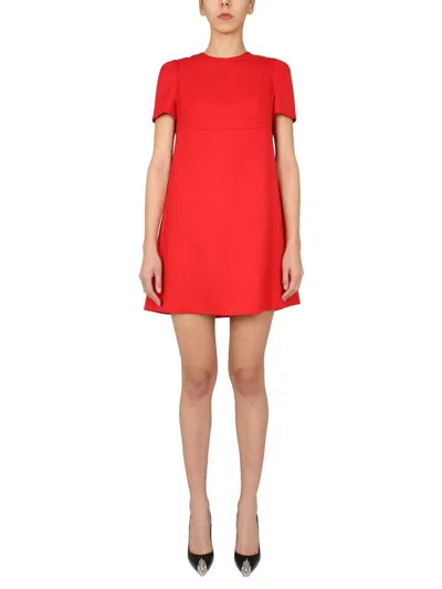 Alexander Mcqueen Elegant Mini Dress With Flowing Cape In Red