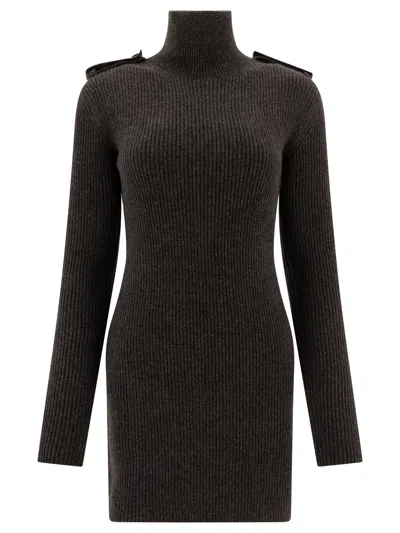 Alexander Mcqueen Elegant Ribbed Mini Dress For Women In Black