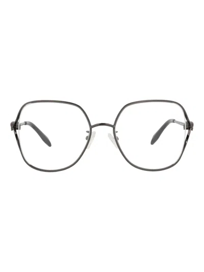 Alexander Mcqueen Elegant Square/rectangle Metal Eyeglasses For Women In Gray