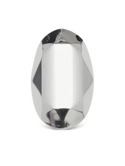 Alexander Mcqueen Elongated Faceted Ring In Antique Silver