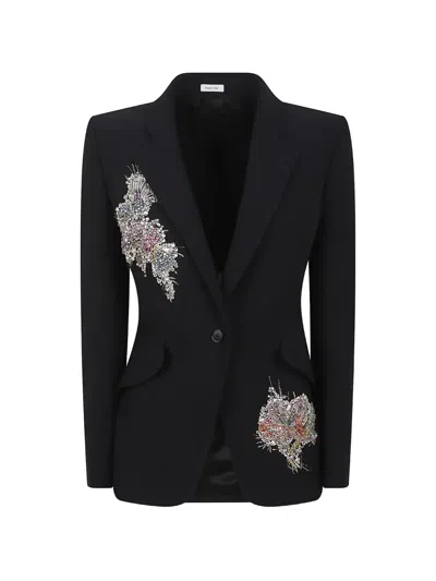 Alexander Mcqueen Embellished Blazer In Black