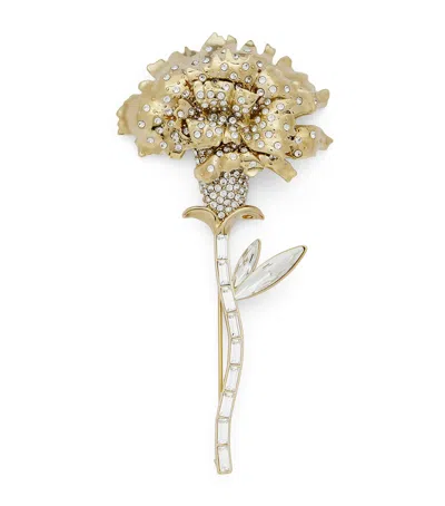Alexander Mcqueen Carnation Pin Brooch In Gold