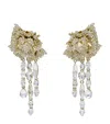 Alexander Mcqueen Floral Drop Earrings Featuring Crystal Embellishments In Gold