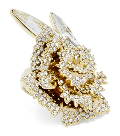 Alexander Mcqueen Carnation Ring In Blue