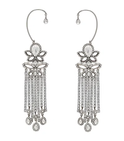 Alexander Mcqueen Embellished Chandelier Earrings In White