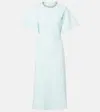 Alexander Mcqueen Crystal Neck Short-sleeve Knit Midi Dress In Blue