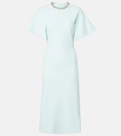 Alexander Mcqueen Embellished Crêpe Cocktail Dress In Blue