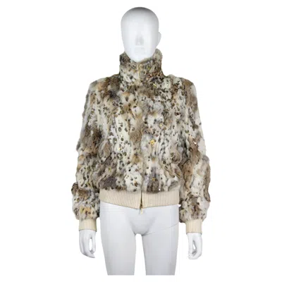 Pre-owned Alexander Mcqueen Embellished Fur Jacket, 2003 'scanners' In Gray