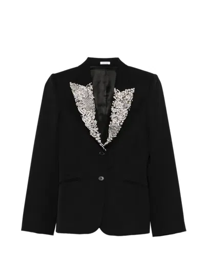 Alexander Mcqueen Embellished-lapel Blazer In Black