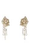 Alexander Mcqueen Floral Drop Earrings Featuring Crystal Embellishments In Gold