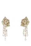 Alexander Mcqueen Floral Drop Earrings Featuring Crystal Embellishments In Gold
