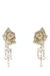 Alexander Mcqueen Floral Drop Earrings Featuring Crystal Embellishments In Gold