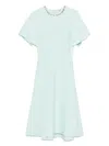 Alexander Mcqueen Crystal Neck Short-sleeve Knit Midi Dress In Blue