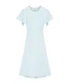 Alexander Mcqueen Crystal Neck Short-sleeve Knit Midi Dress In Blue
