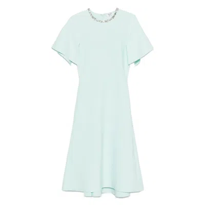Alexander Mcqueen Embellished Short-sleeve Midi Dress In Blue