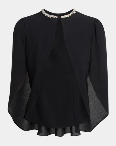 Alexander Mcqueen Embellished Silk Georgette Cape Top