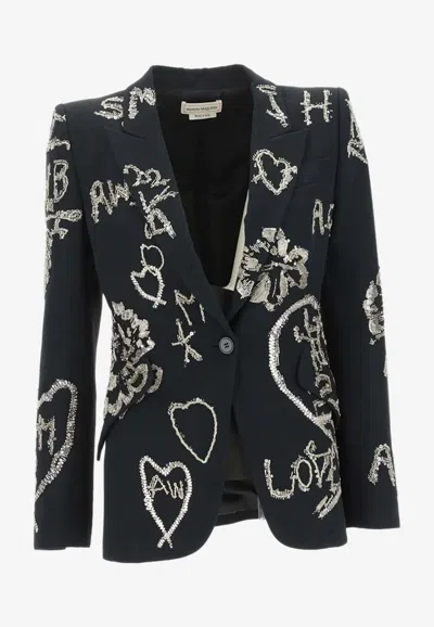 Alexander Mcqueen Embellished Single In Black
