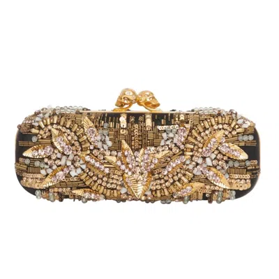 Pre-owned Alexander Mcqueen Embellished Skull Clutch In Brown