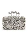 Alexander Mcqueen Embellished Skull Knuckle Clutch Bag In Silver