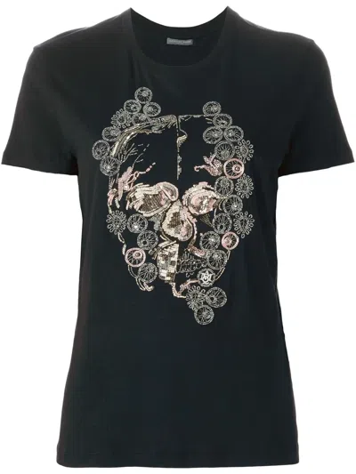 Alexander Mcqueen Embellished Skull T-shirt In Black