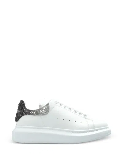 Alexander Mcqueen Oversized Sneakers With Crystal Embellished Ombre Heel In White