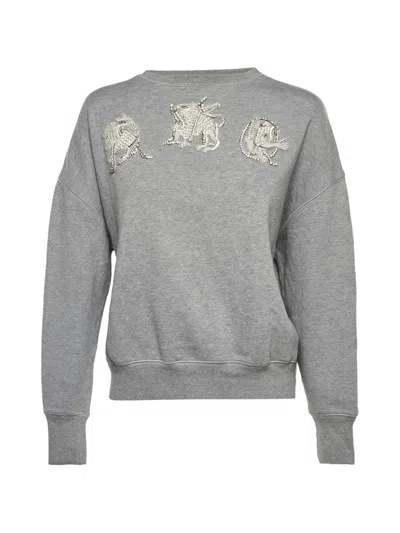 Pre-owned Alexander Mcqueen Embellished Sweater In Gray