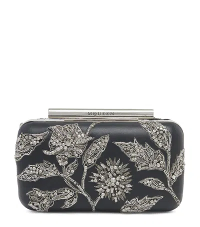 Alexander Mcqueen Embellished T-bar Box Clutch Bag In Metallic