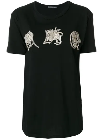 Alexander Mcqueen Embellished T-shirt In Black