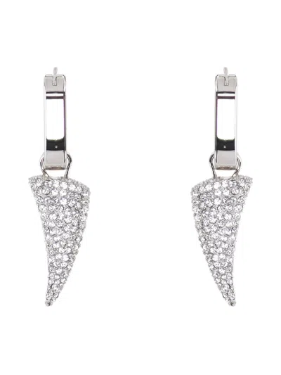 Alexander Mcqueen Embellished Tiger Claw Earrings In Silver