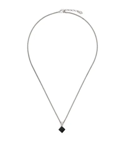 Alexander Mcqueen Embellished Twin Skull Necklace In Black