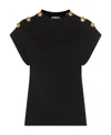 Alexander Mcqueen Embossed-buttons Cotton T-shirt In Black
