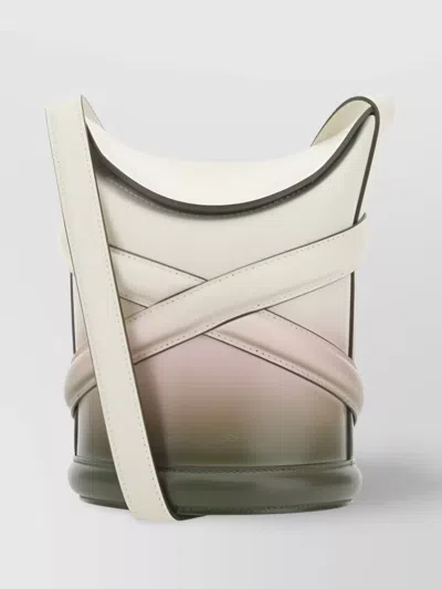 Alexander Mcqueen Embossed Emblem Bucket Bag In White