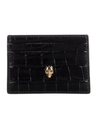 Pre-owned Alexander Mcqueen Embossed Leather Animal Print Wallet In Black