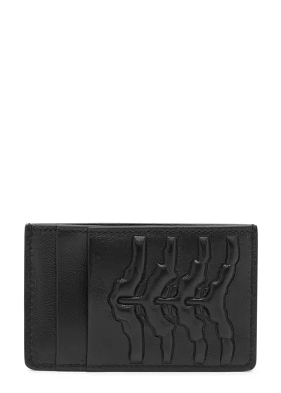 Alexander Mcqueen Embossed Leather Card Holder In Black