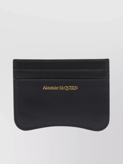 Alexander Mcqueen Embossed Leather Card Wallet In Black