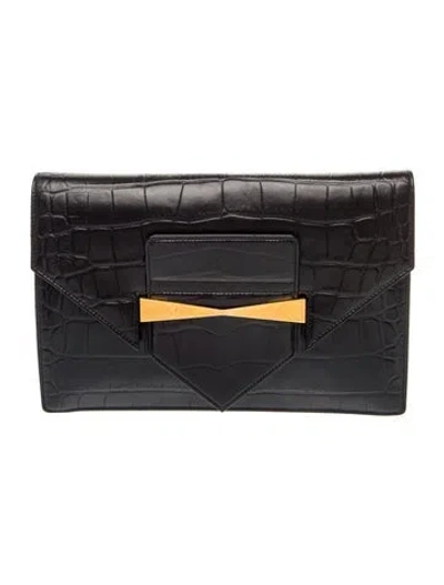 Pre-owned Alexander Mcqueen Embossed Leather Clutch In Black