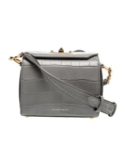 Pre-owned Alexander Mcqueen Embossed Leather Crossbody Bag In Gray