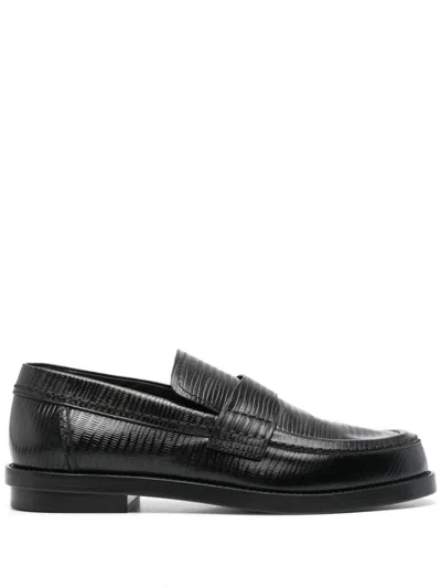 Alexander Mcqueen Lizard-skin Effect Loafers In Black  