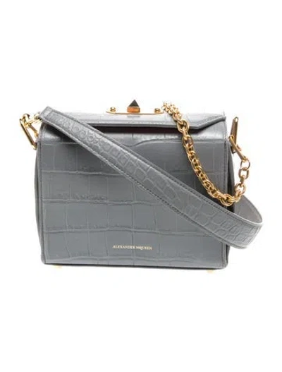 Pre-owned Alexander Mcqueen Embossed Leather Shoulder Bag In Gray