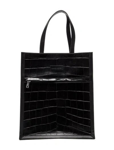 Pre-owned Alexander Mcqueen Embossed Leather Tote In Black