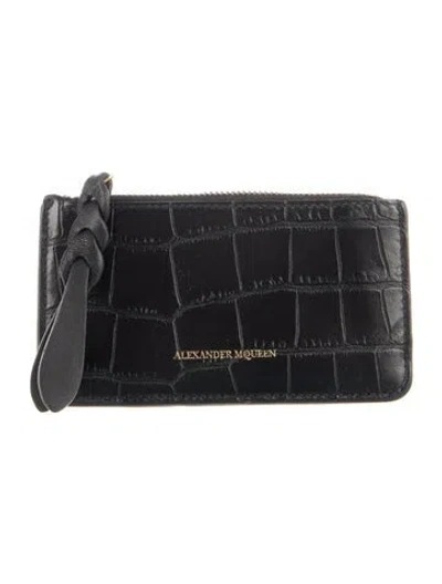 Pre-owned Alexander Mcqueen Embossed Leather Wallet In Black